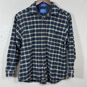 Pendleton Vtg Plaid Flannel Shirt Youth Boys XL 100% Virgin Wool Tartan Preppy